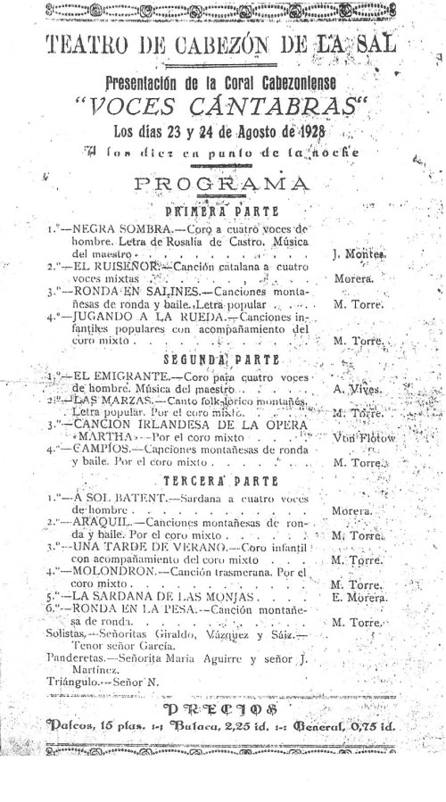 Presentación Coral Voces Cántabras - 1928